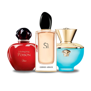 Bundle of 3 Women's Fragrances – Hypnotic Poison by Dior, Sì by Giorgio Armani & Dylan Turquoise by Versace (100ml Each)