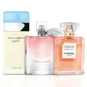 Bundle of 3 Women's Fragrances – La Vie Est Belle, Mademoiselle & Light Blue (100ml Each)