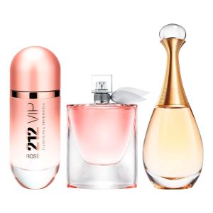 Bundle of 3 Women's Fragrances – 212 VIP Rosé, La Vie est Belle & J'adore (100ml Each)