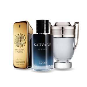 Bundle of 3 Men's Fragrances – 1 Million Parfum by Paco Rabanne, Sauvage by Dior & Invictus by Paco Rabanne (100ml Each)